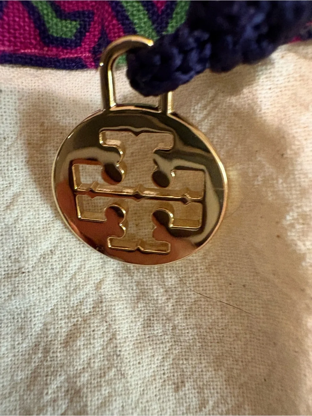Tory Burch Navy Miller Metal Logo Thong Sandals Silver Size 5